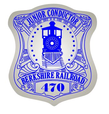 Custom printed juinior conductor badge stickers for railroads, trains and railroad museums. Children love stickers!