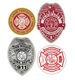 Custom printed junior firefighter badge stickers for children. Select from six badge sticker shapes for your fire department. 