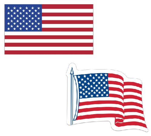 Vinyl American flag decals and stickers.