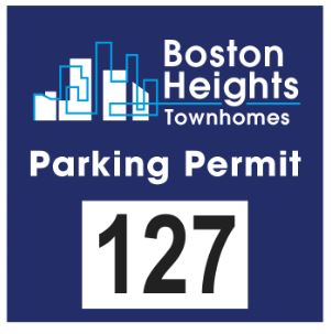 Custom printed parking permit window stickers and decals. Made of polyester vinyl with adhesive on the face. Consecuctive numbering is available. 