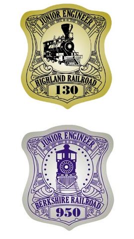 Custom printed silver junior tarin engineer badge stickers for children. 