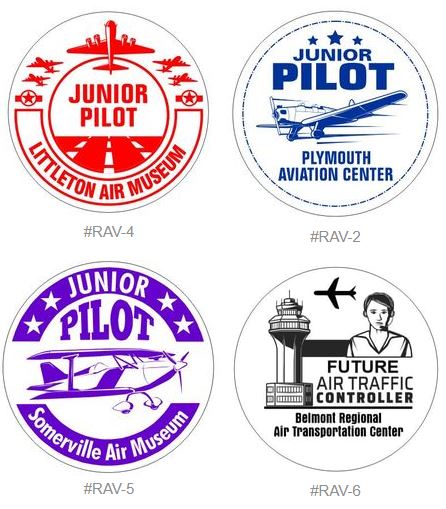 Custom printed round labels and stickers for airports, aviation, junior pilot programs, air shows and airlines.