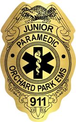 Custom printed junior EMT Paramedic badge stickers. Ideal for
ambulance services, fire departments, life flight programs, hospitals and medical centers. 