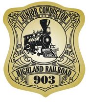 Custom printed gold junior conductor badge stickers for children. 